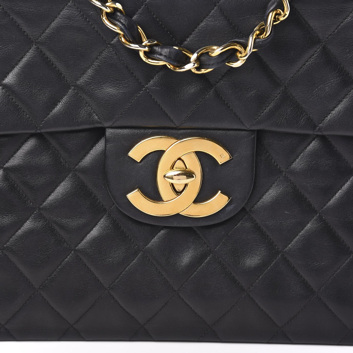 Lambskin Quilted XL Jumbo Single Flap Black