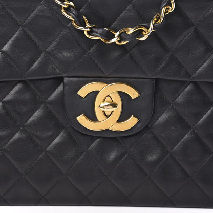 Chanel Lambskin Quilted XL Jumbo Single Flap Black 10 of 11