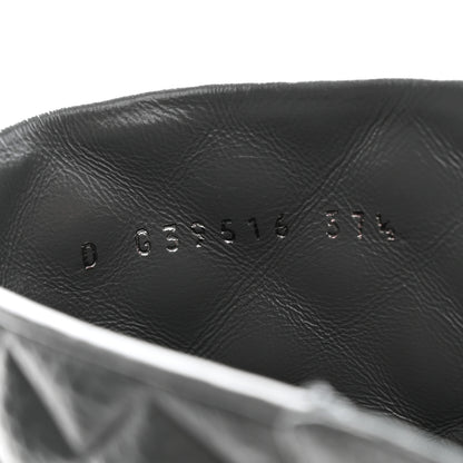 Chanel Calfskin Shiny Calfskin Quilted Lace Up Combat Boots 37.5 Dark Grey Black 8 of 10