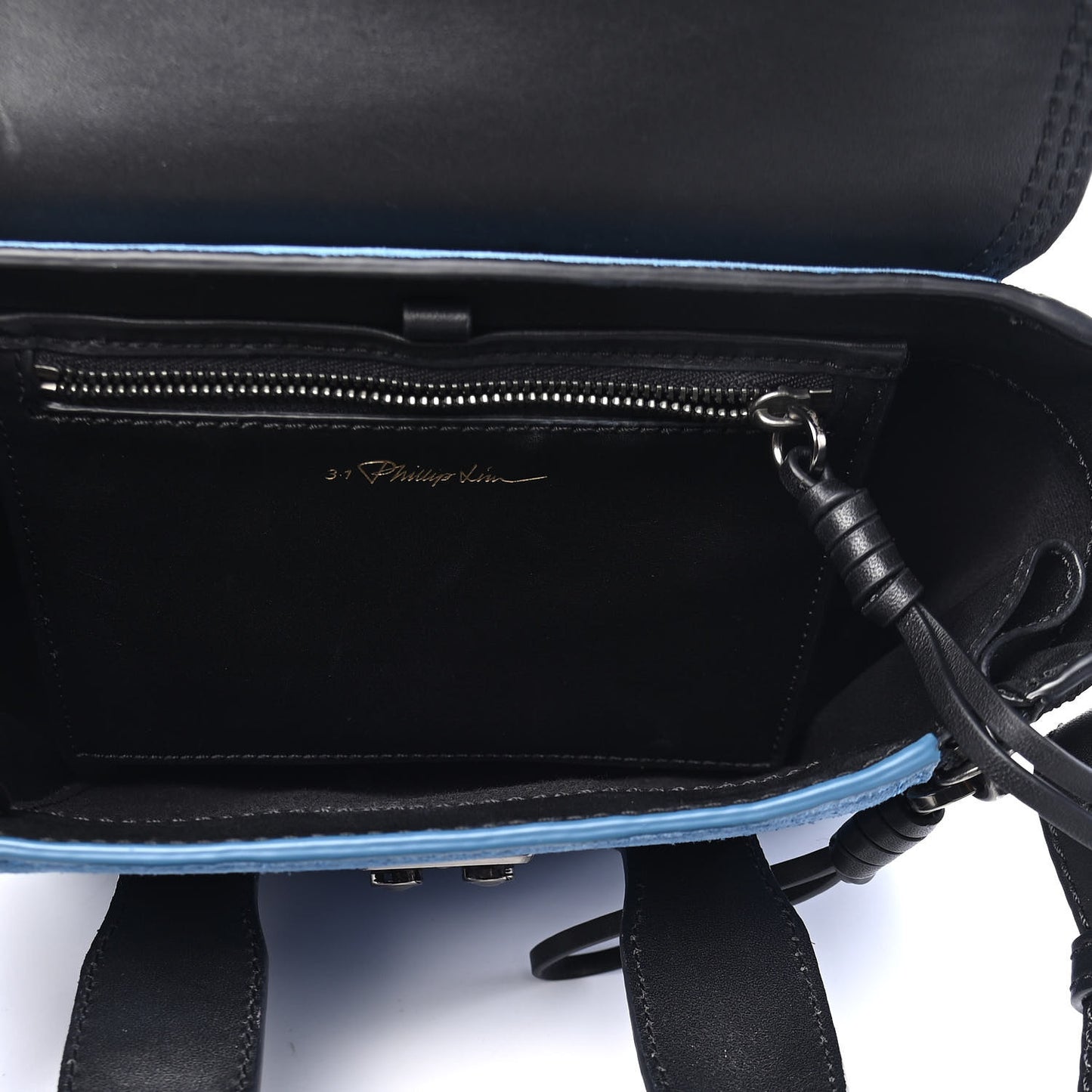 Suede Calfskin Mini Pashli Satchel Blue Black