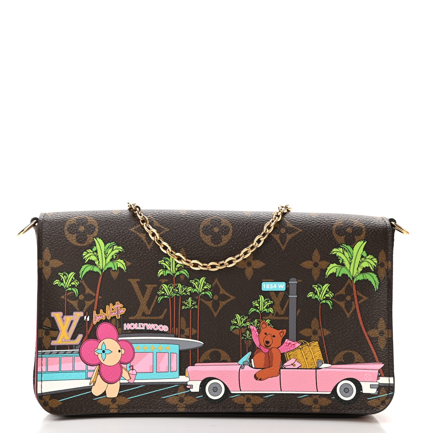 Monogram 2021 Christmas Animation Hollywood Pochette Felicie Chain Wallet Fuchsia