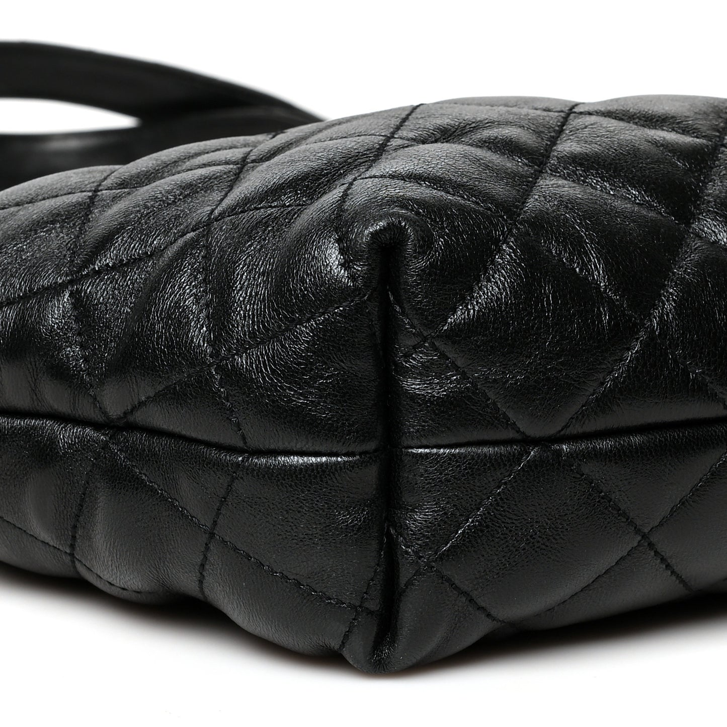 Lambskin Quilted Maxi Icare Shopping Tote Black