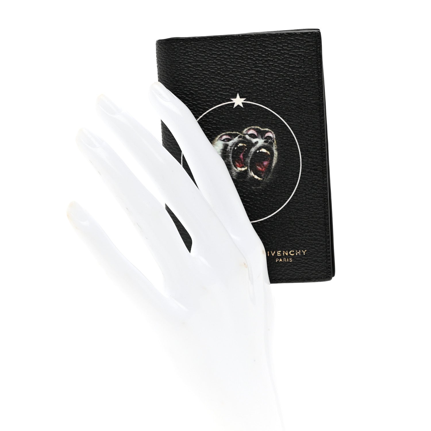 Givenchy Textured Coated Canvas Monkey Brother Print Folding Card Holder Black 2 of 6
