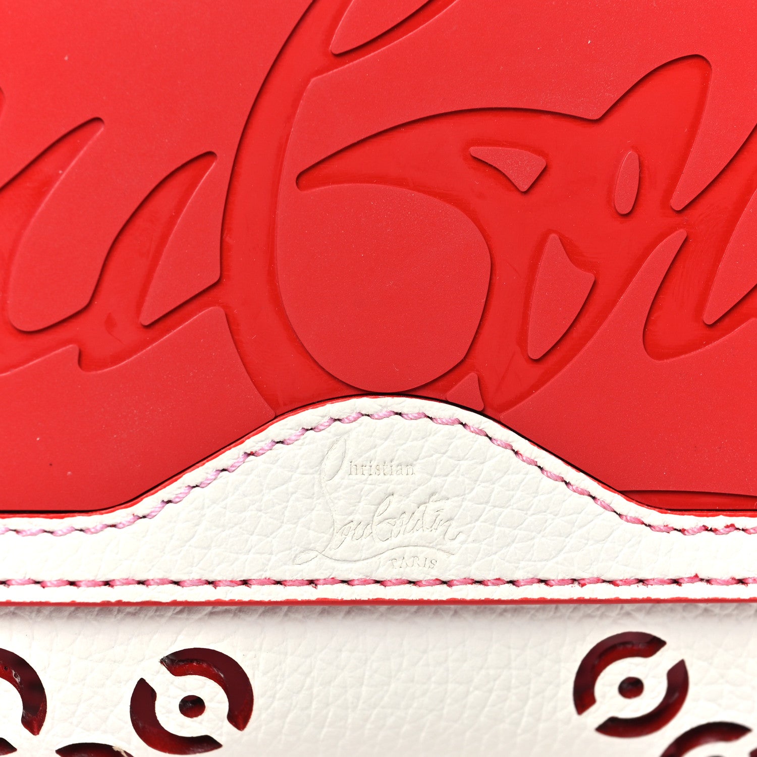 Christian Louboutin Calfskin Loubinthesky Mini Perforated Cabarock Spikes Tote White 6 of 10