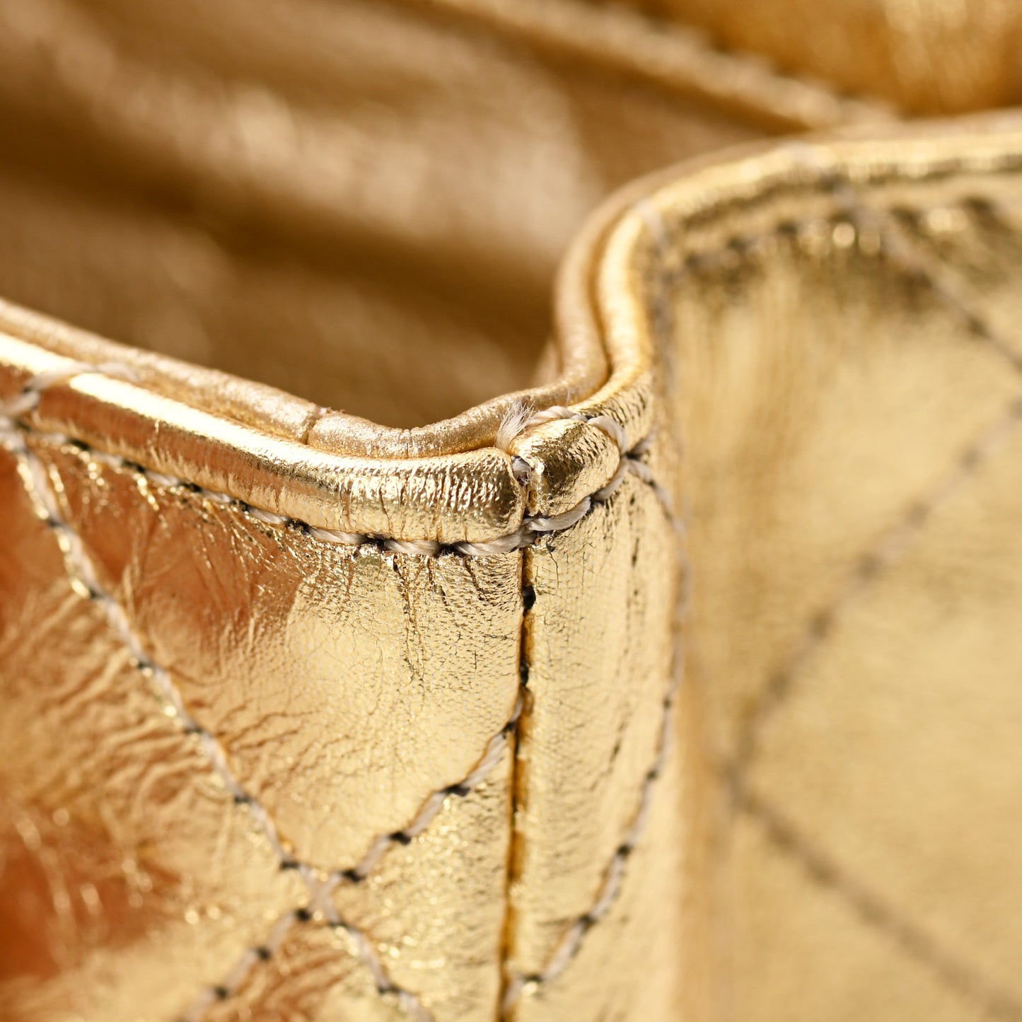 Metallic Quilted 2.55 Ankle Wrist Bag Gold