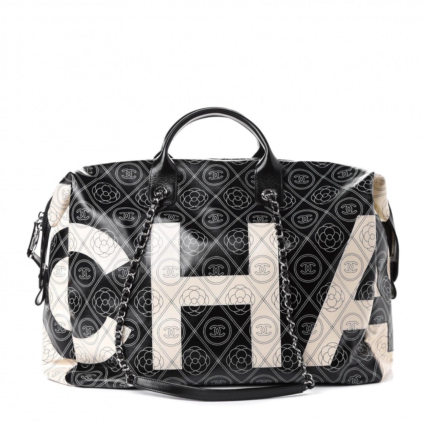 Coated Canvas Camellia Bowler Black Beige