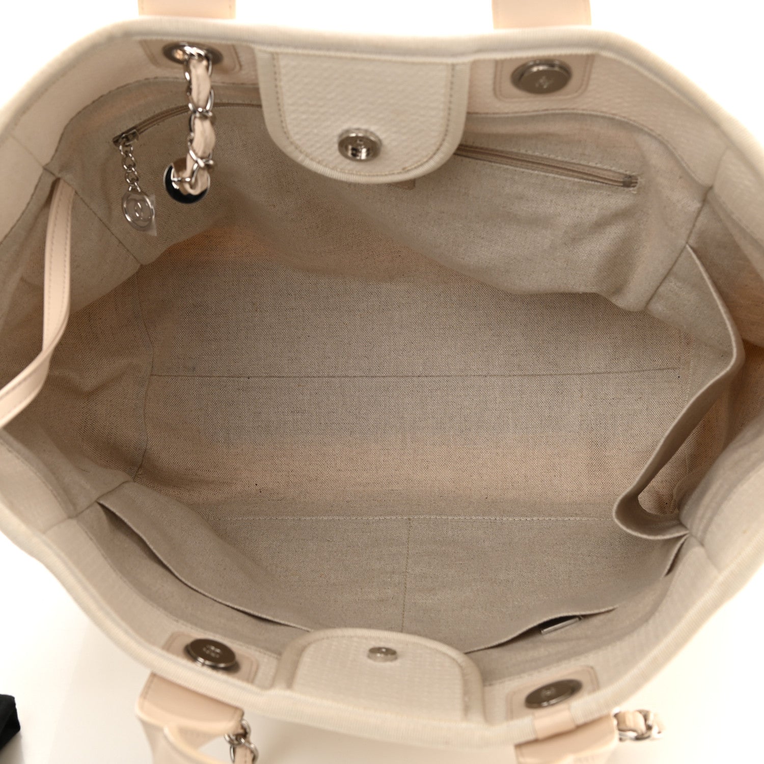 Chanel Canvas Medium Deauville Tote Beige 5 of 12