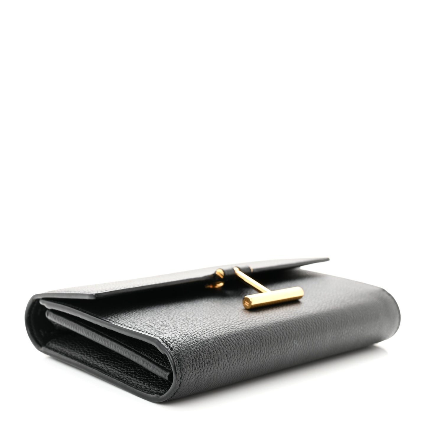 Calfskin T Clasp Tara Wallet On Strap Black