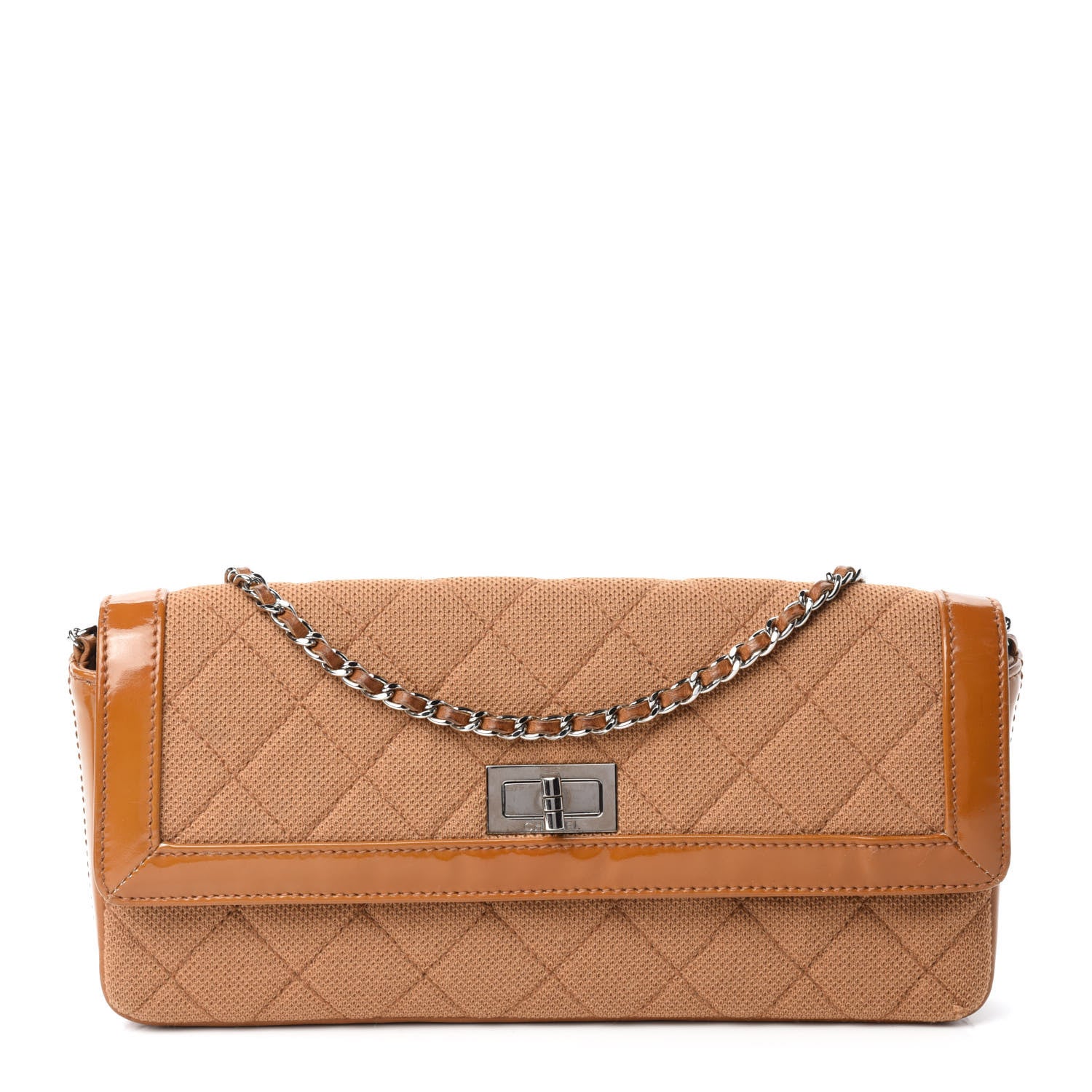 Chanel Jersey Patent Quilted 2.55 Reissue East West Flap Brown 1 of 14