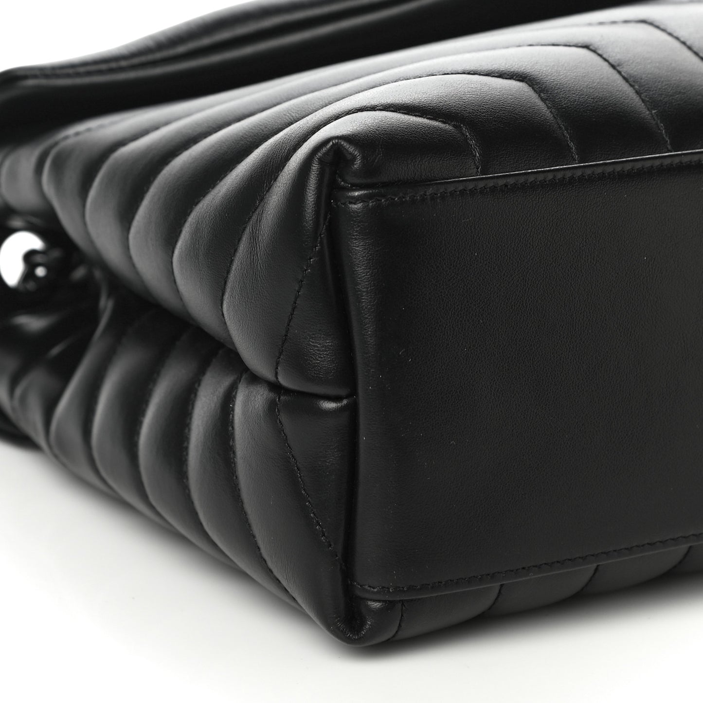 Calfskin Y Quilted Monogram Medium Loulou Chain Satchel Black