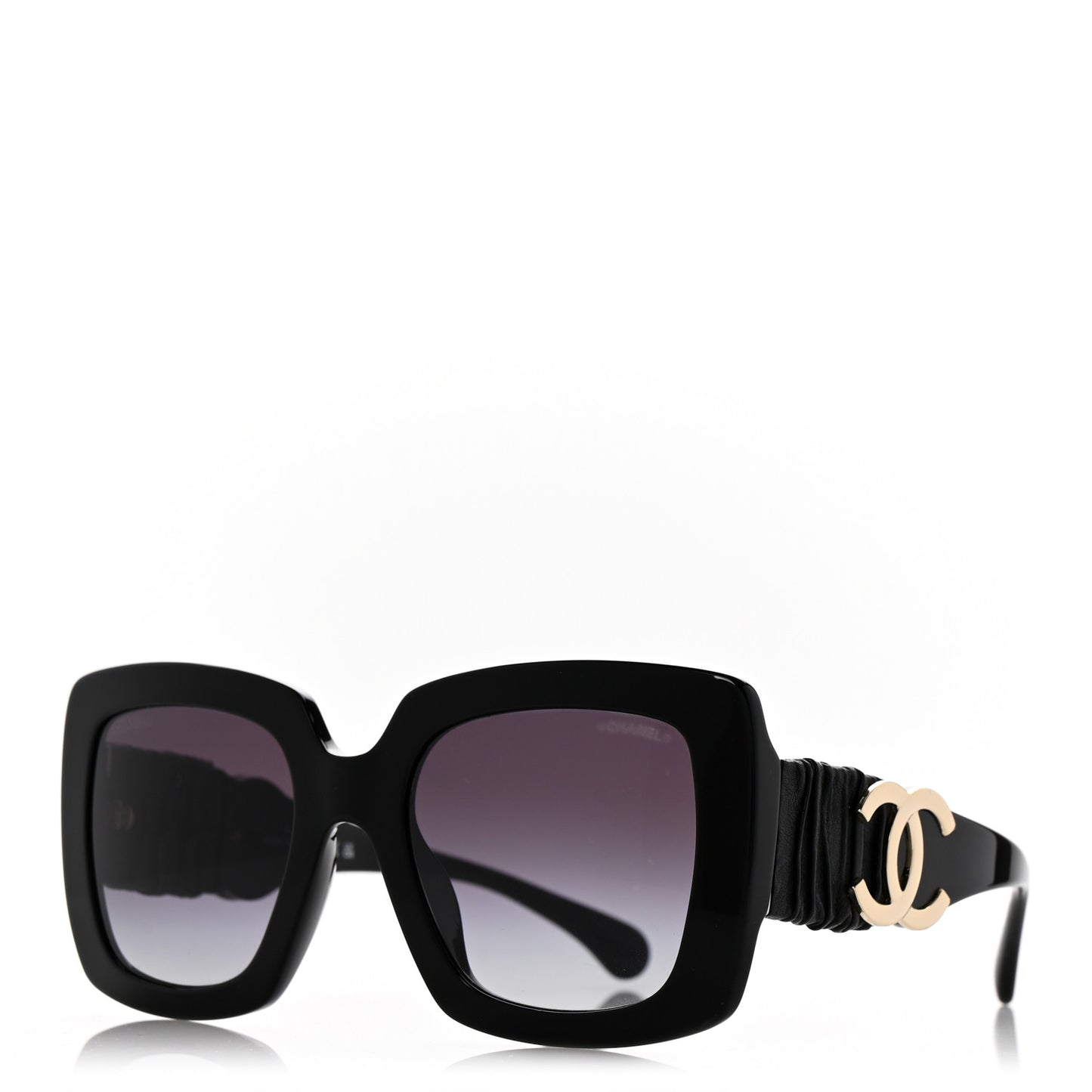 Acetate Calfskin Square Sunglasses 5474-Q-A Black