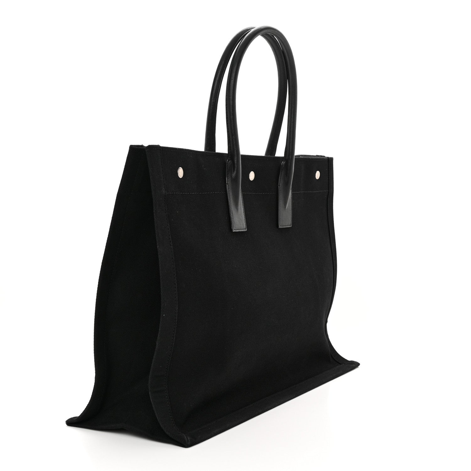 Saint Laurent Linen Calfskin Rive Gauche Tote Black 3 of 12