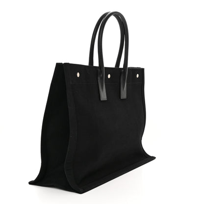 Saint Laurent Linen Calfskin Rive Gauche Tote Black 3 of 12