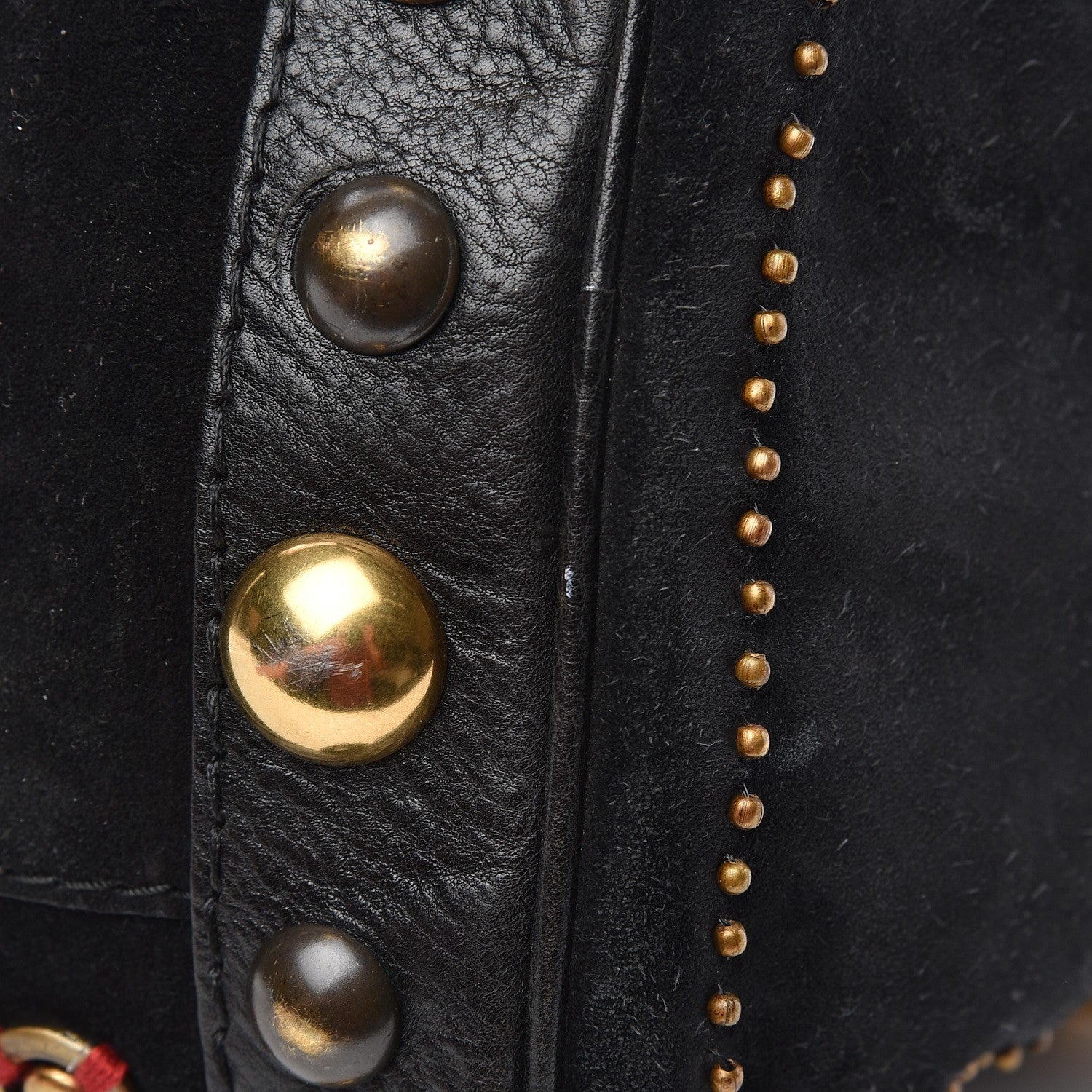 Gucci Suede Calfskin Large Babouska Studded Boston Black 10 of 15