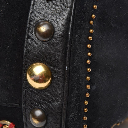 Gucci Suede Calfskin Large Babouska Studded Boston Black 10 of 15