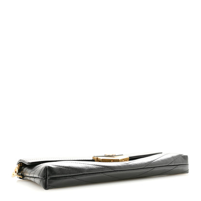 Chanel Calfskin Chevron Quilted Medal Flap Clutch Black 4 of 7