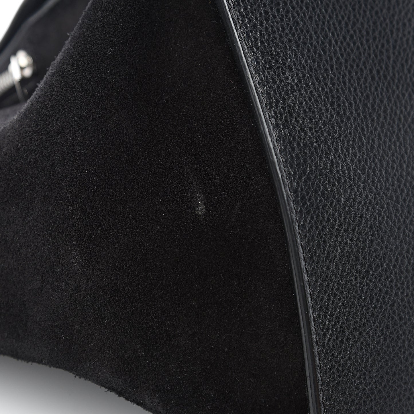 Drummed Calfskin Suede Double Zip Trapeze Black
