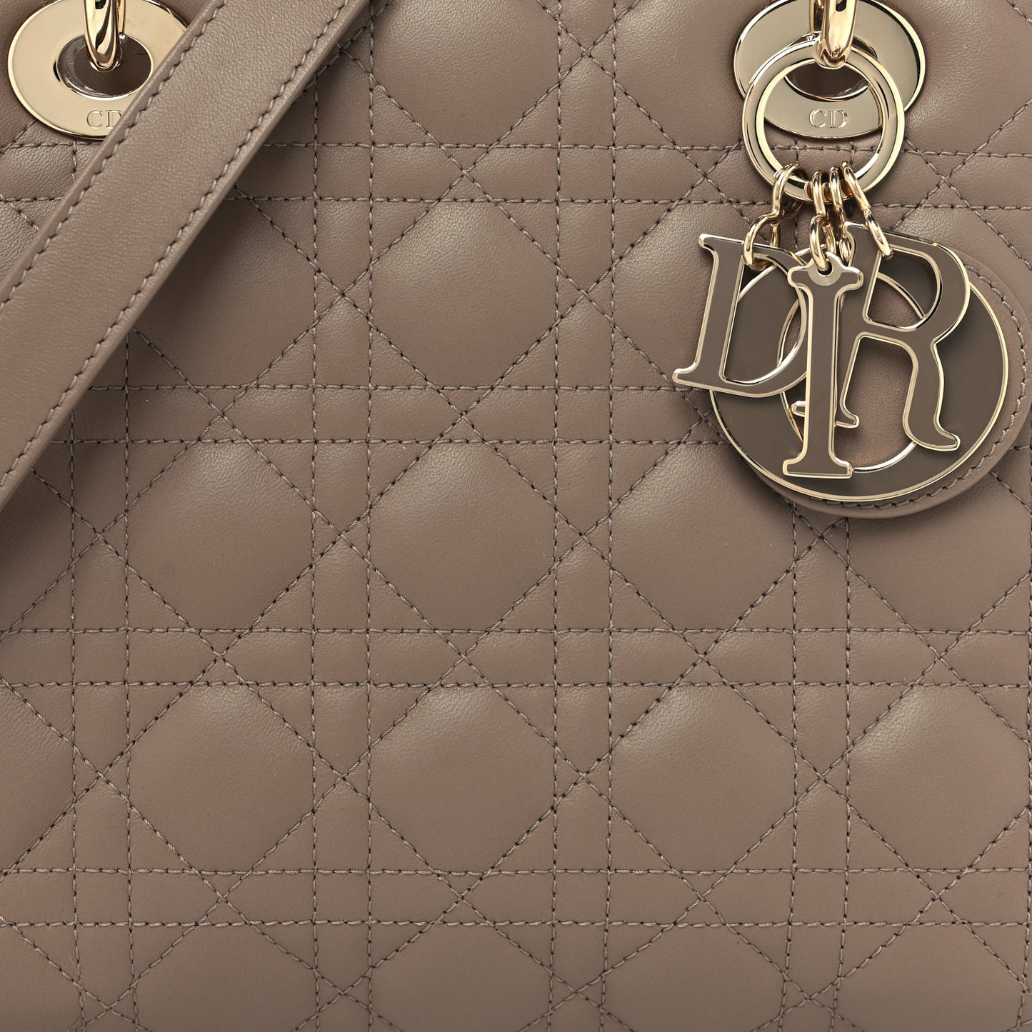Lambskin Cannage Medium Lady Dior Warm Taupe