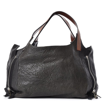 Celine Shrunken Lambskin Zipper Gusset Shopper Black 1 of 10