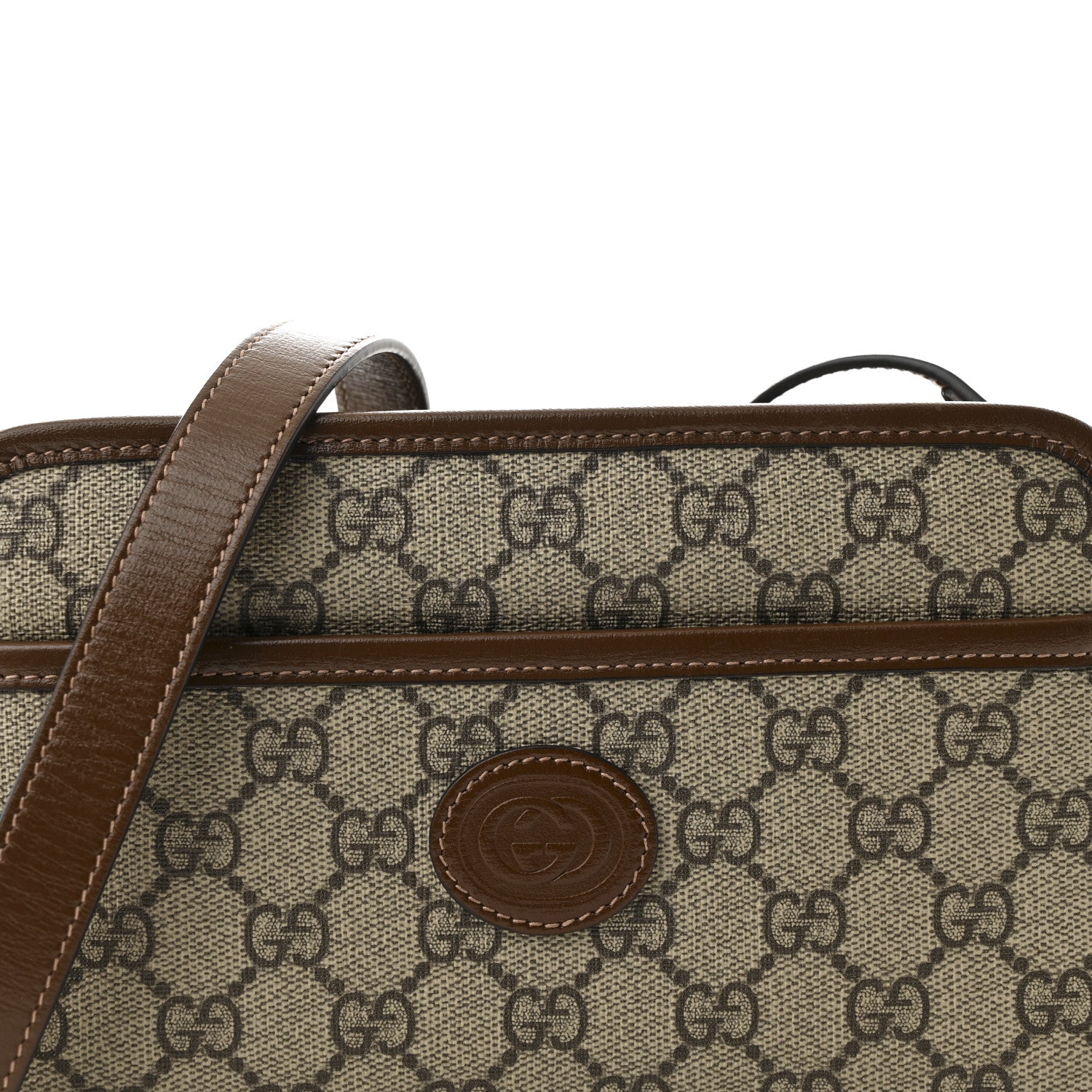 Gucci GG Supreme Monogram Azalea Calfskin Mini Retro Interlocking G Shoulder Bag Beige Ebony Brown Sugar 8 of 11