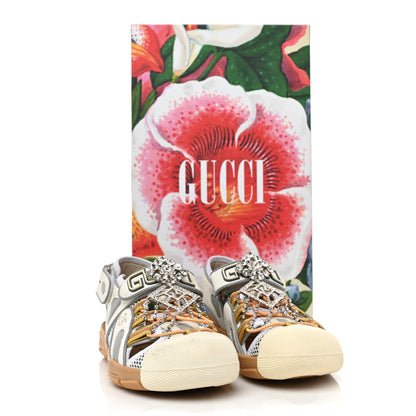 Gucci Mesh Fabric Tinsel Sport Sandals 37 White Silver 15 of 15