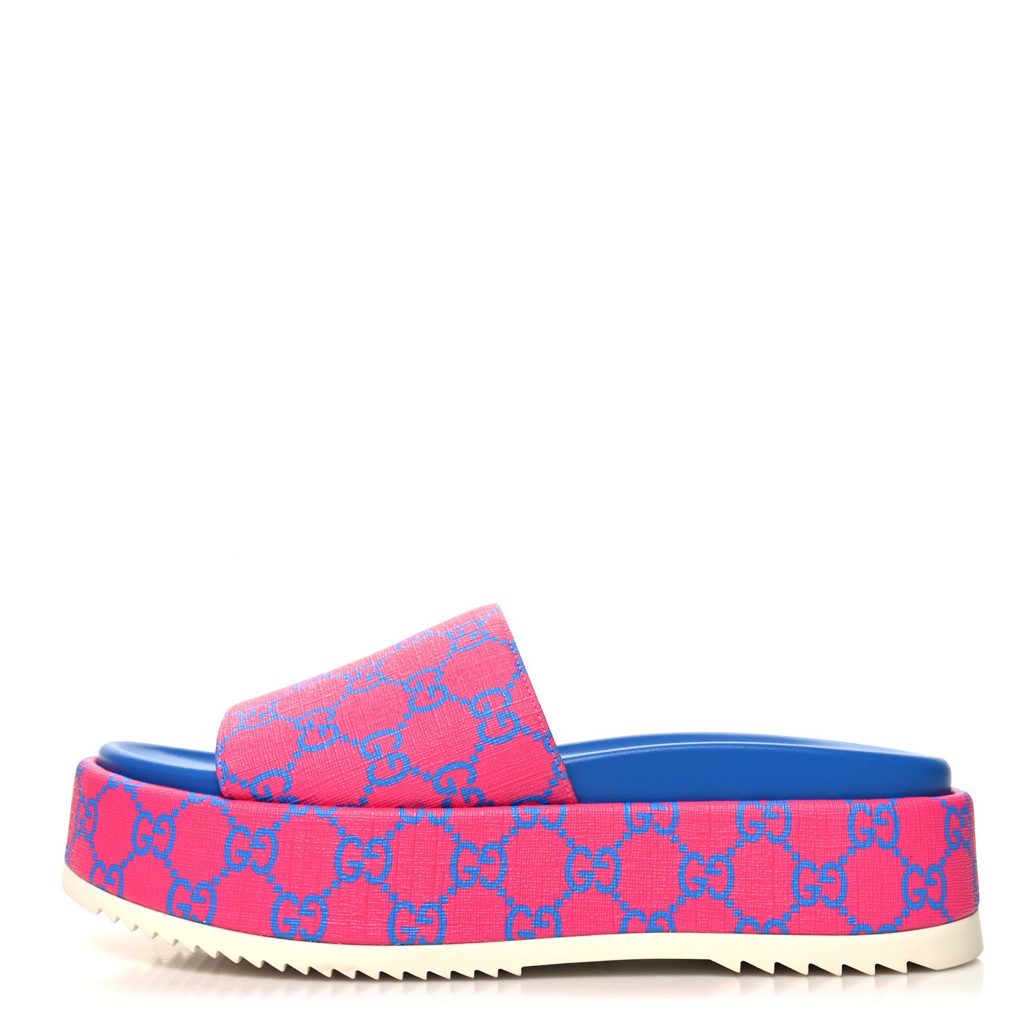 Gucci GG Supreme Joy Monogram Angelina Platform Slide Sandals 39 Fuxia Blue 1 of 8