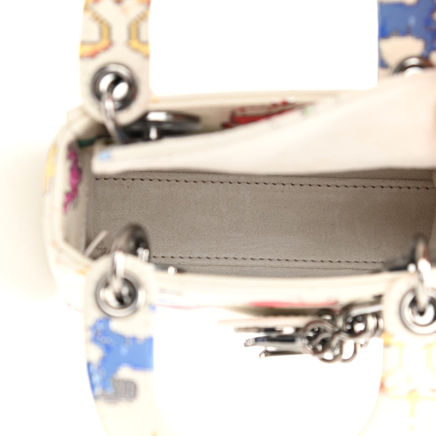Smooth Calfskin Zodiac Pixel Printed Micro Lady Dior White Multicolor