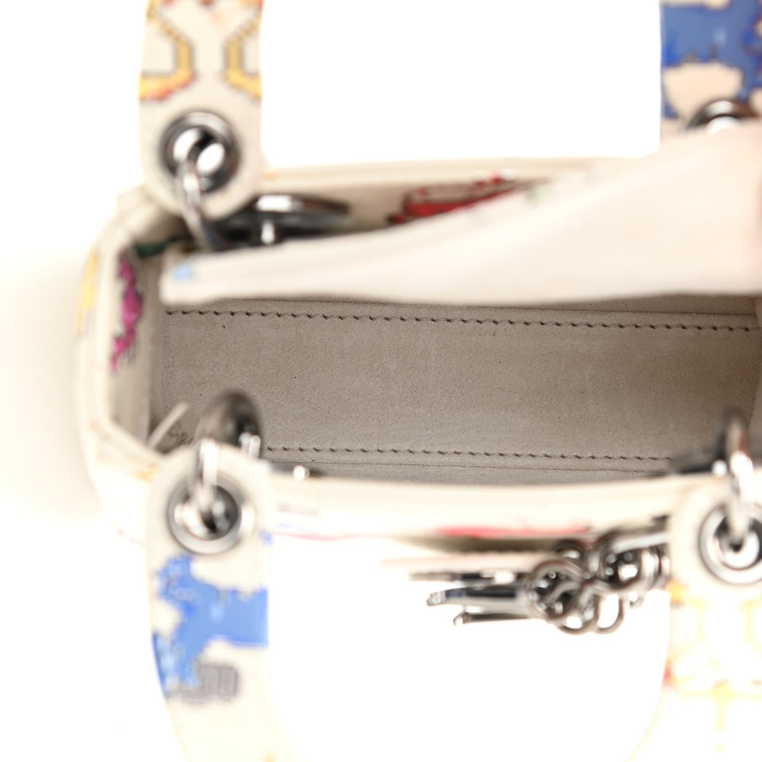 Christian Dior Smooth Calfskin Zodiac Pixel Printed Micro Lady Dior White Multicolor 5 of 10