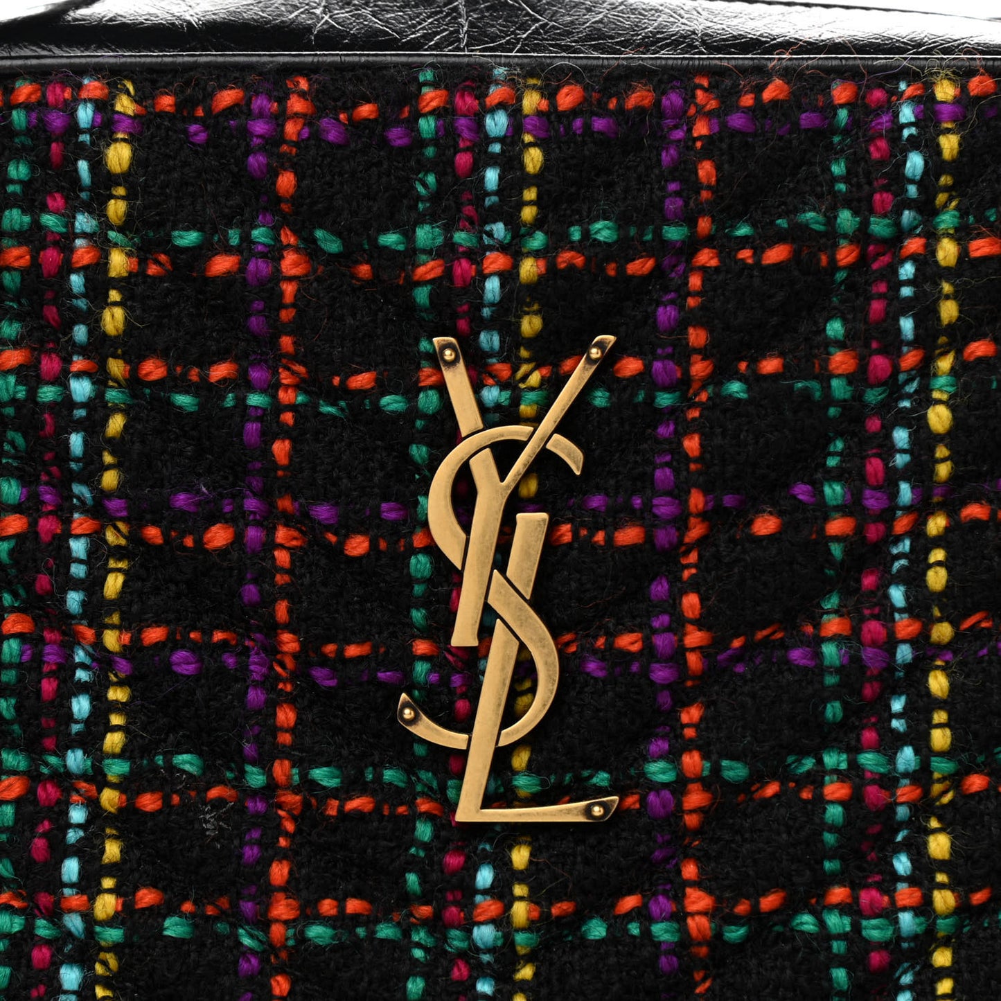 Tweed Calfskin Monogram Lou Camera Bag Black