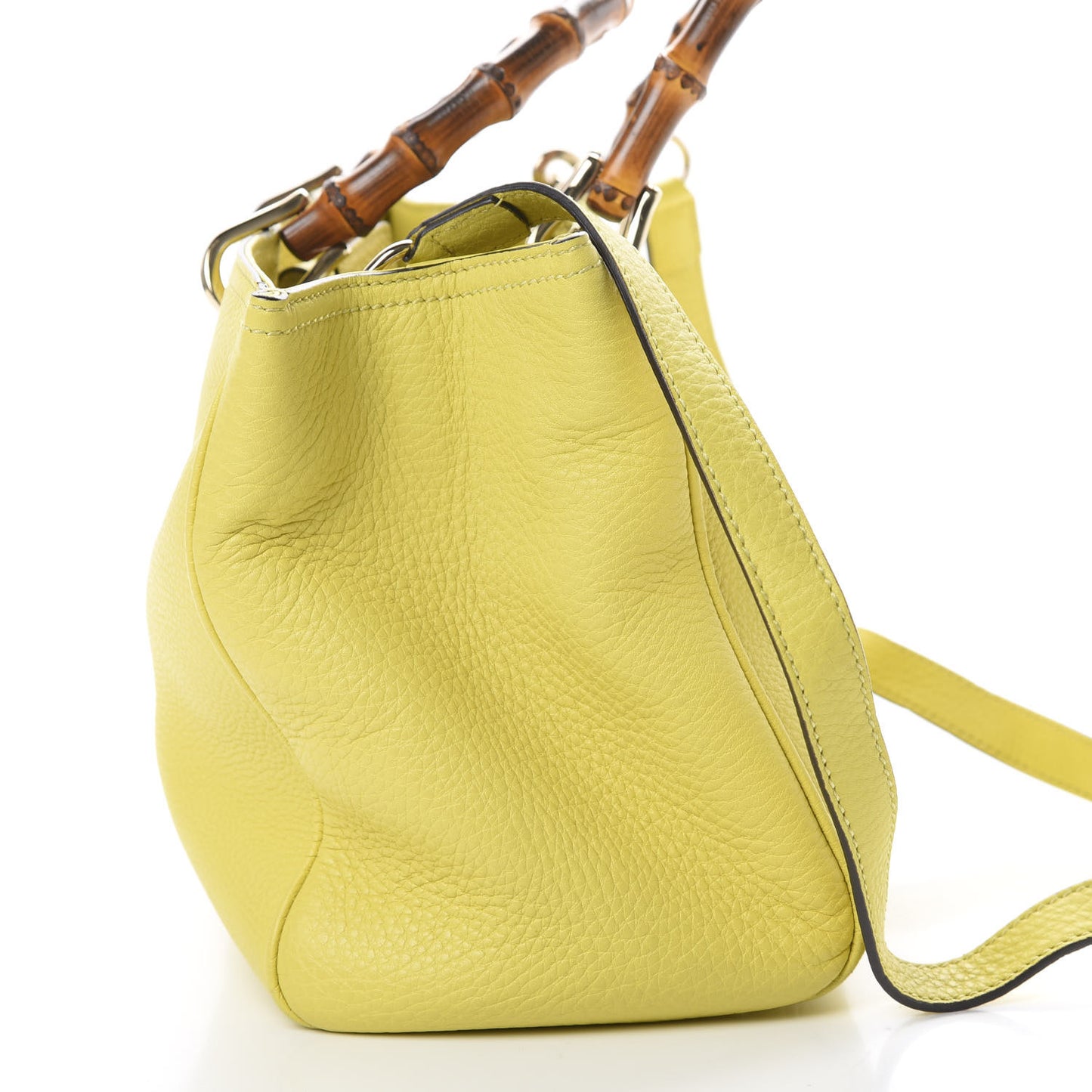 Pebbled Calfskin Medium Bamboo Shopper Tote Citrus