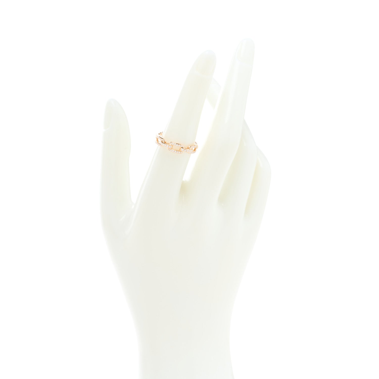 David Yurman 18K Rose Gold Diamond 4.5mm Stax Single Row Chain Link Ring 52 6 2 of 4