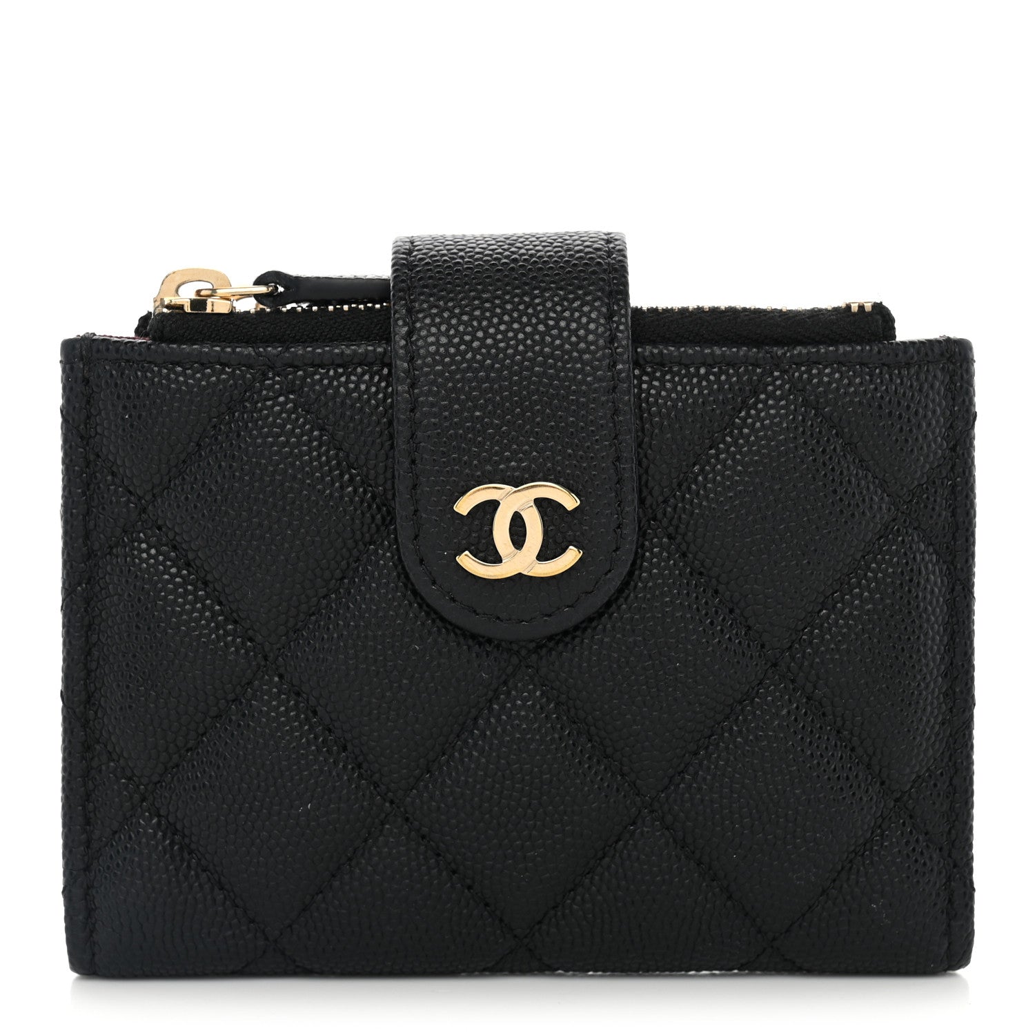 Chanel Caviar Quilted Compact Zipped Pocket Wallet Black 1 of 8