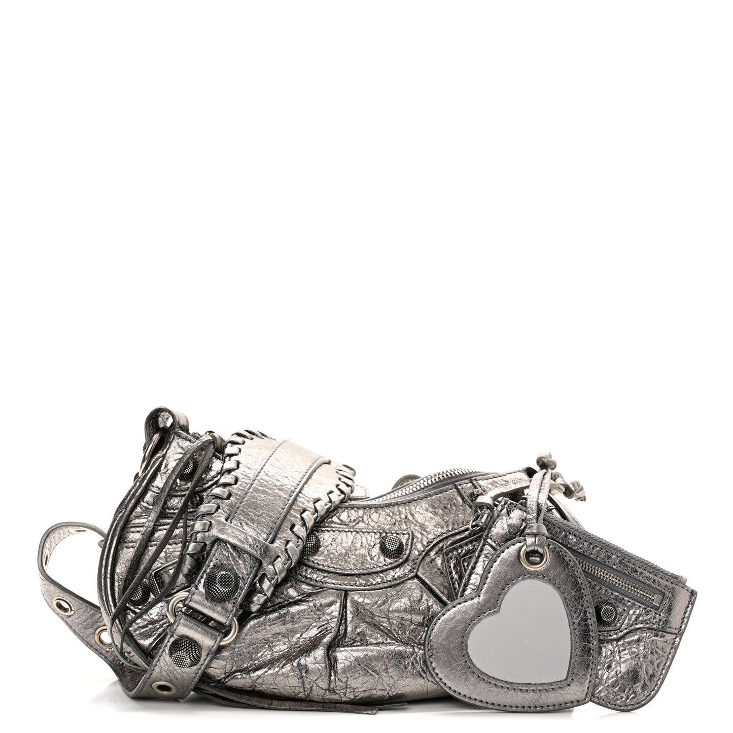 Metallic Agneau Arena Le Cagole Shoulder Bag XS Silver