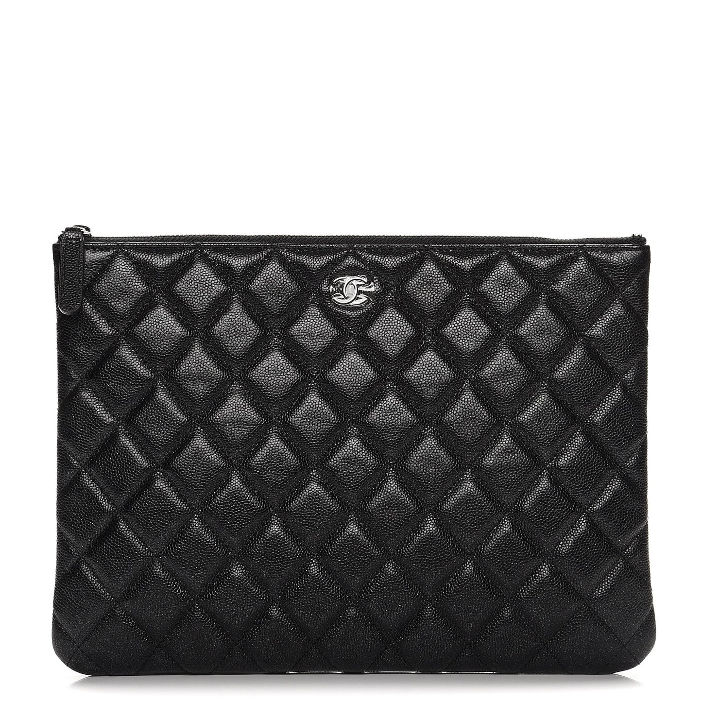 Metallic Caviar Quilted Medium Cosmetic Case Black