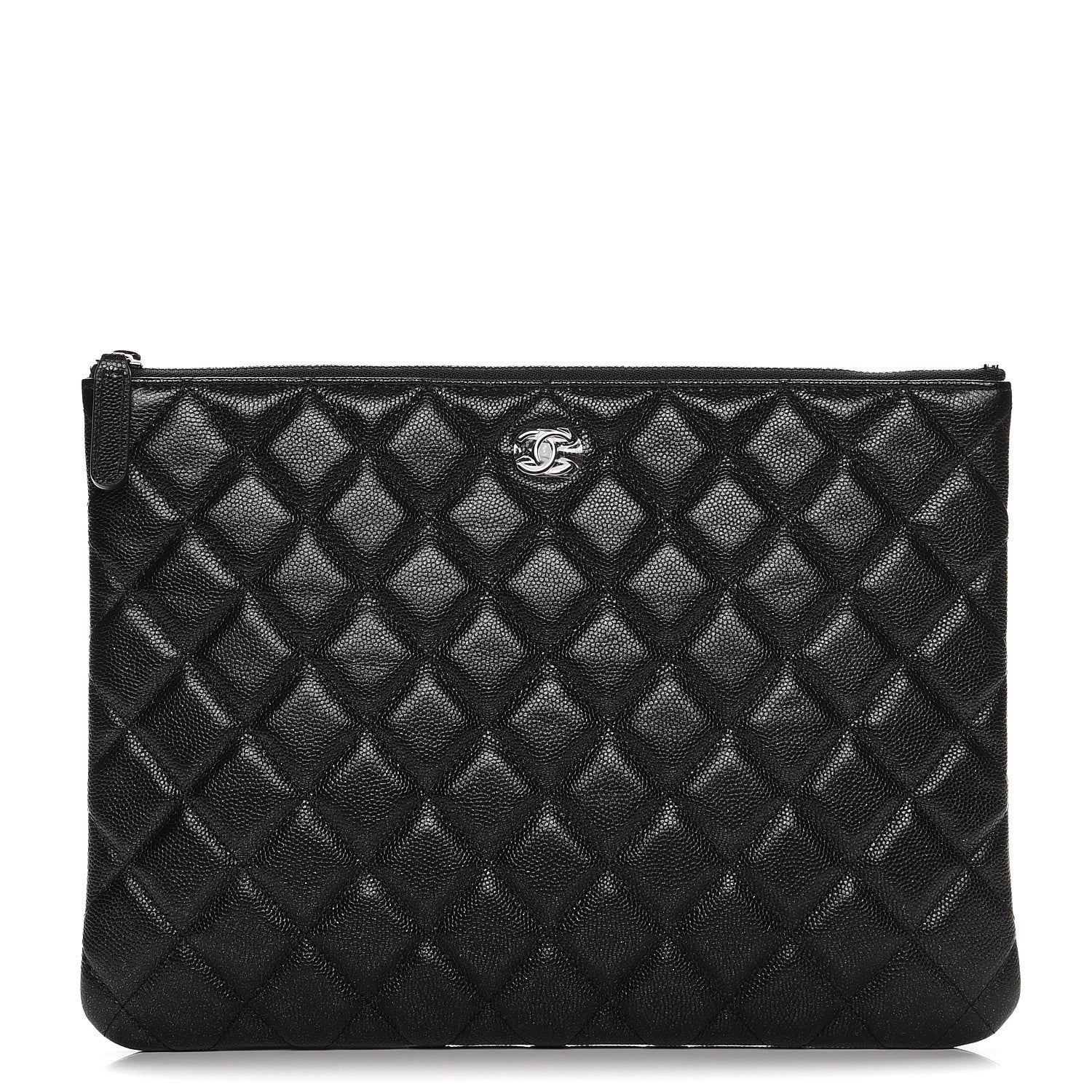 Chanel Metallic Caviar Quilted Medium Cosmetic Case Black 1 of 9