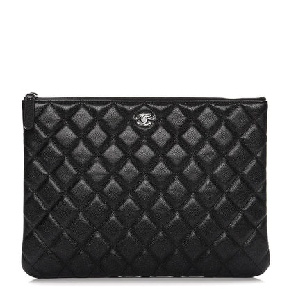 Chanel Metallic Caviar Quilted Medium Cosmetic Case Black 1 of 9