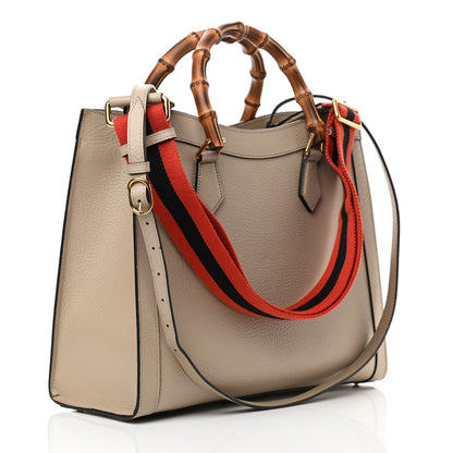 Gucci Textured Dollar Calfskin Web Medium Diana Tote Bag Oatmeal Vintage Green 3 of 12
