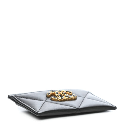 Chanel Shiny Goatskin Quilted Chanel 19 Card Holder Black 4 of 7
