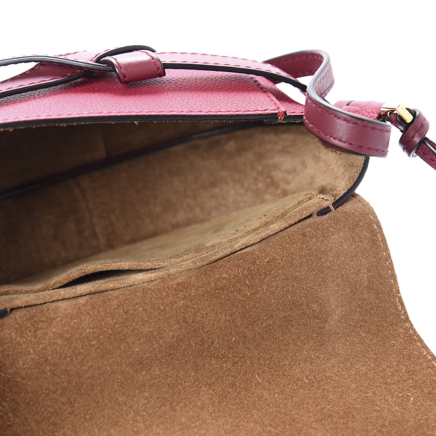 Grained Calfskin Mini Gate Crossbody Bag Raspberry Wine