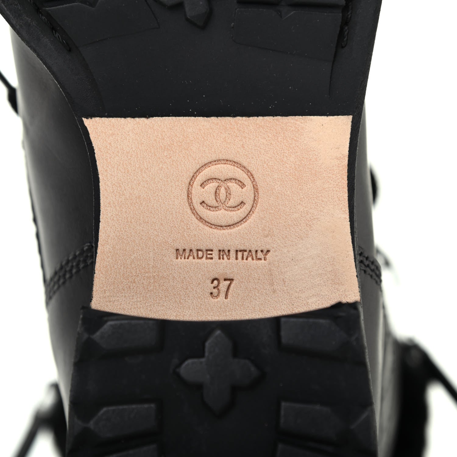 Chanel Calfskin Shearling Quilted Cap Toe Combat Boots 37 Black 6 of 9