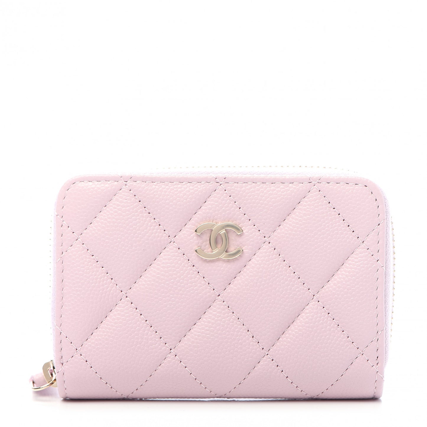 Caviar Quilted Zip Coin Purse Light Pink