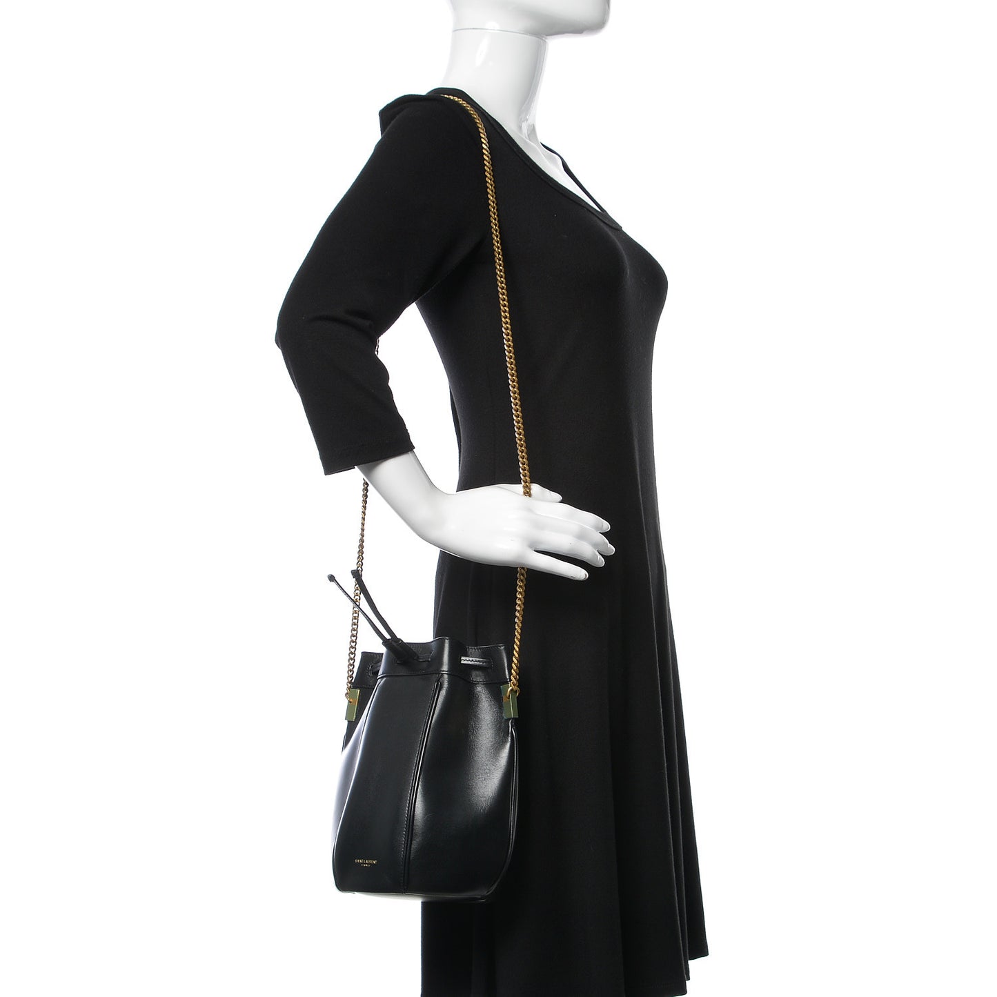 Smooth Calfskin Small Talitha Bucket Bag Black