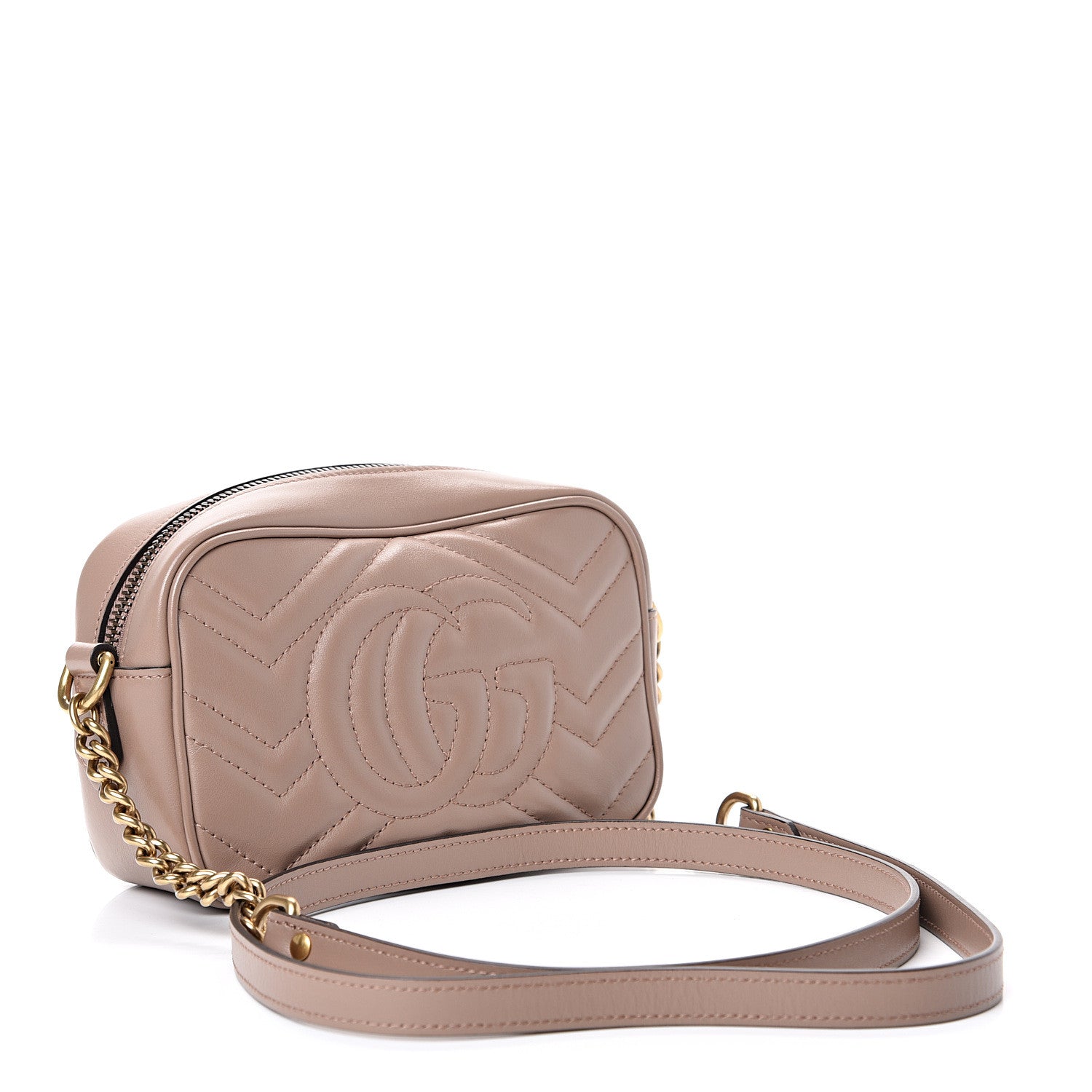 Gucci Calfskin Matelasse Mini GG Marmont Chain Shoulder Bag Porcelain Rose 2 of 9