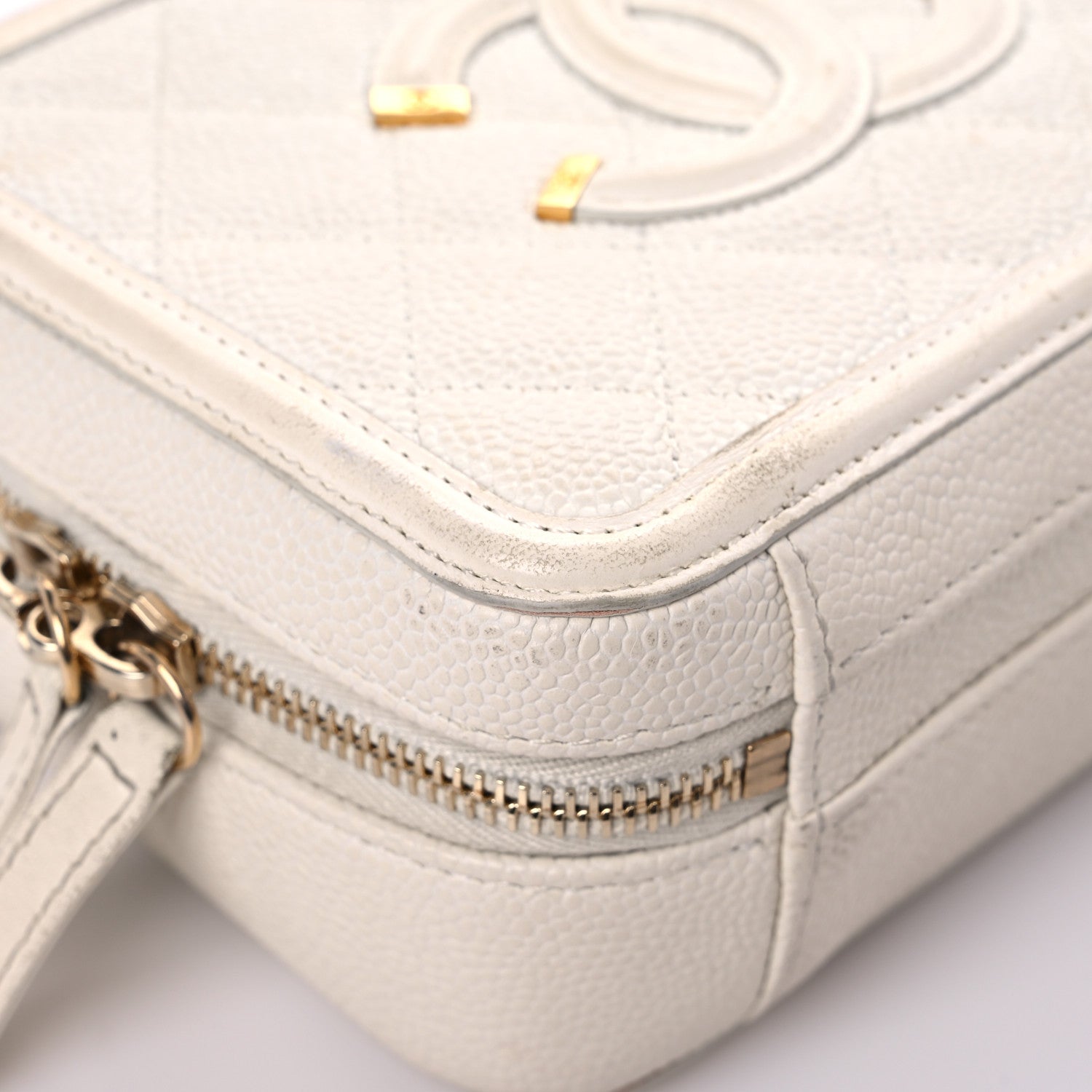 Chanel Caviar Quilted Small CC Filigree Vanity Case White 8 of 26