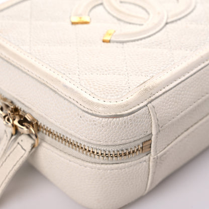 Chanel Caviar Quilted Small CC Filigree Vanity Case White 8 of 26