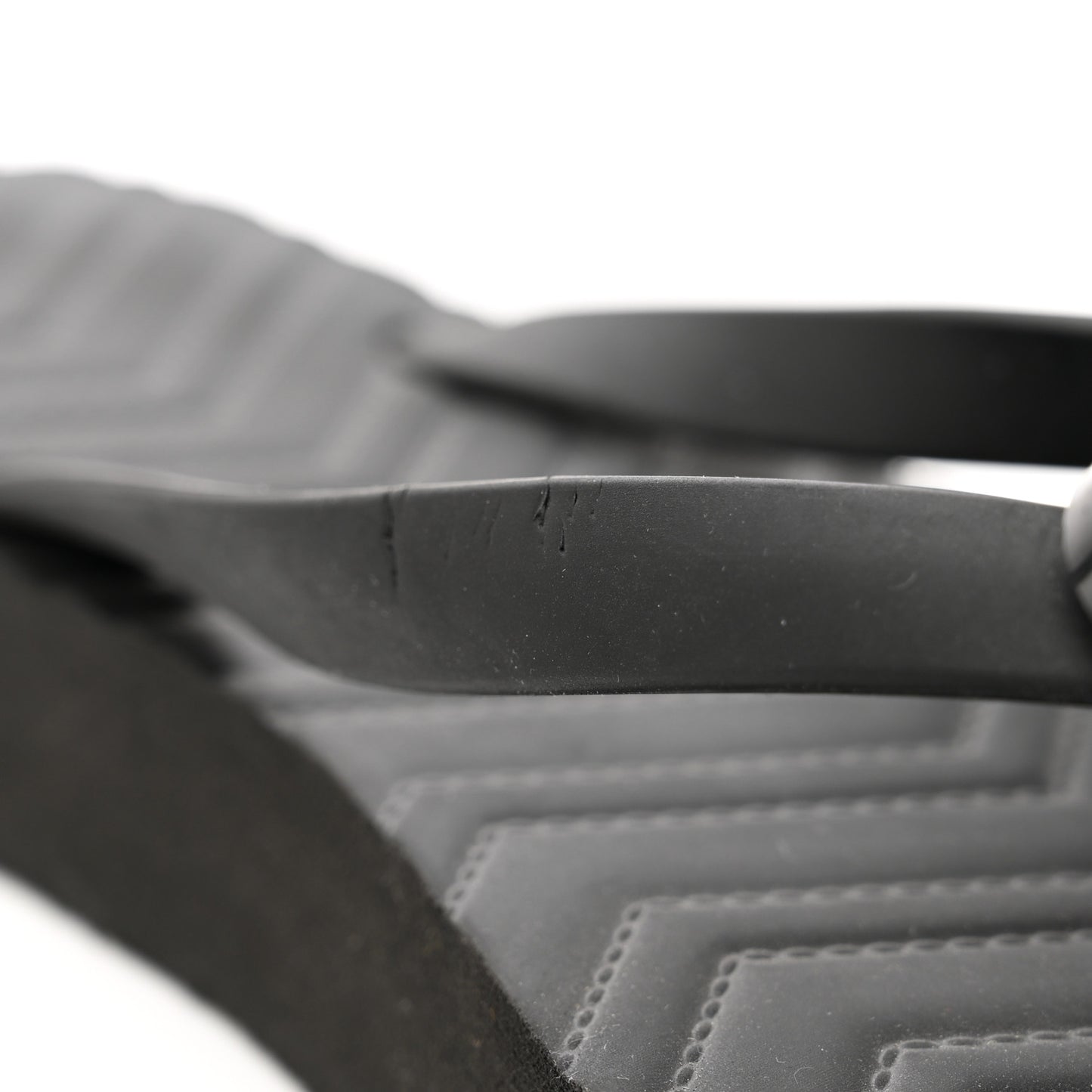 Rubber Chevron Womens GG Thong Sandals 41 Black