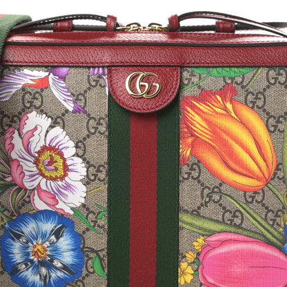 Gucci GG Supreme Monogram Flora Web Small Ophidia Top Handle Shoulder Bag Hibiscus Red 8 of 11