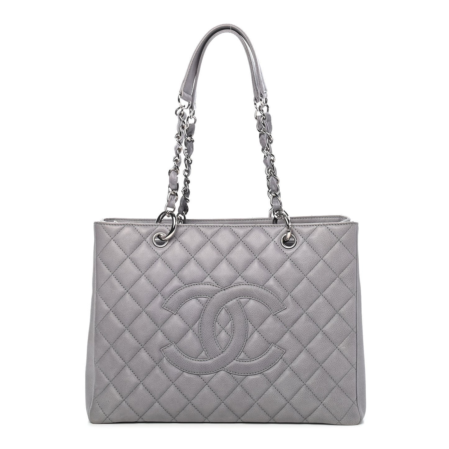 Caviar Quilted Grand Shopping Tote GST Light Grey