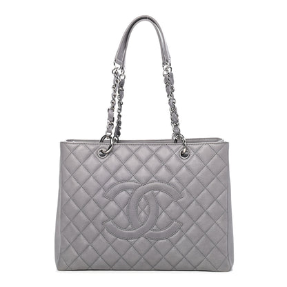 Chanel Caviar Quilted Grand Shopping Tote GST Light Grey 1 of 11