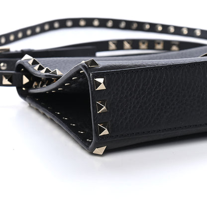 Valentino Garavani Pebbled Calfskin Medium Rockstud Flip Lock Crossbody Bag Black 8 of 9